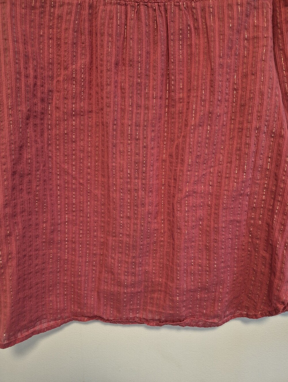Anthropologie Pilcro The Victoria Lace Button Down Blouse Pink Metallic Sz 14 - Picture 11 of 14